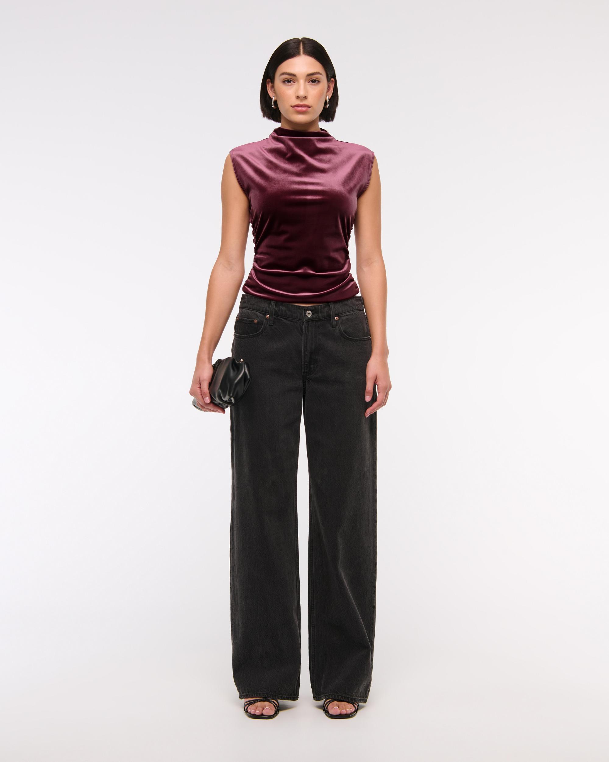 Long-Sleeve Grown-On Mockneck Top Product Image