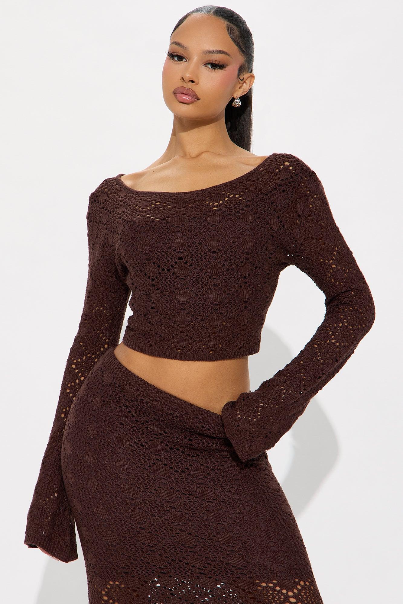 Cozumel Crochet Maxi Skirt Set - Chocolate Product Image