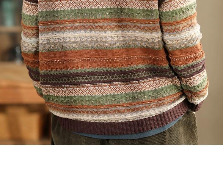 V-Neck Color Block Cardigan Product Image