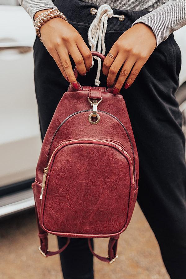Travel Buddy Faux Leather Backpack In Wine Product Image
