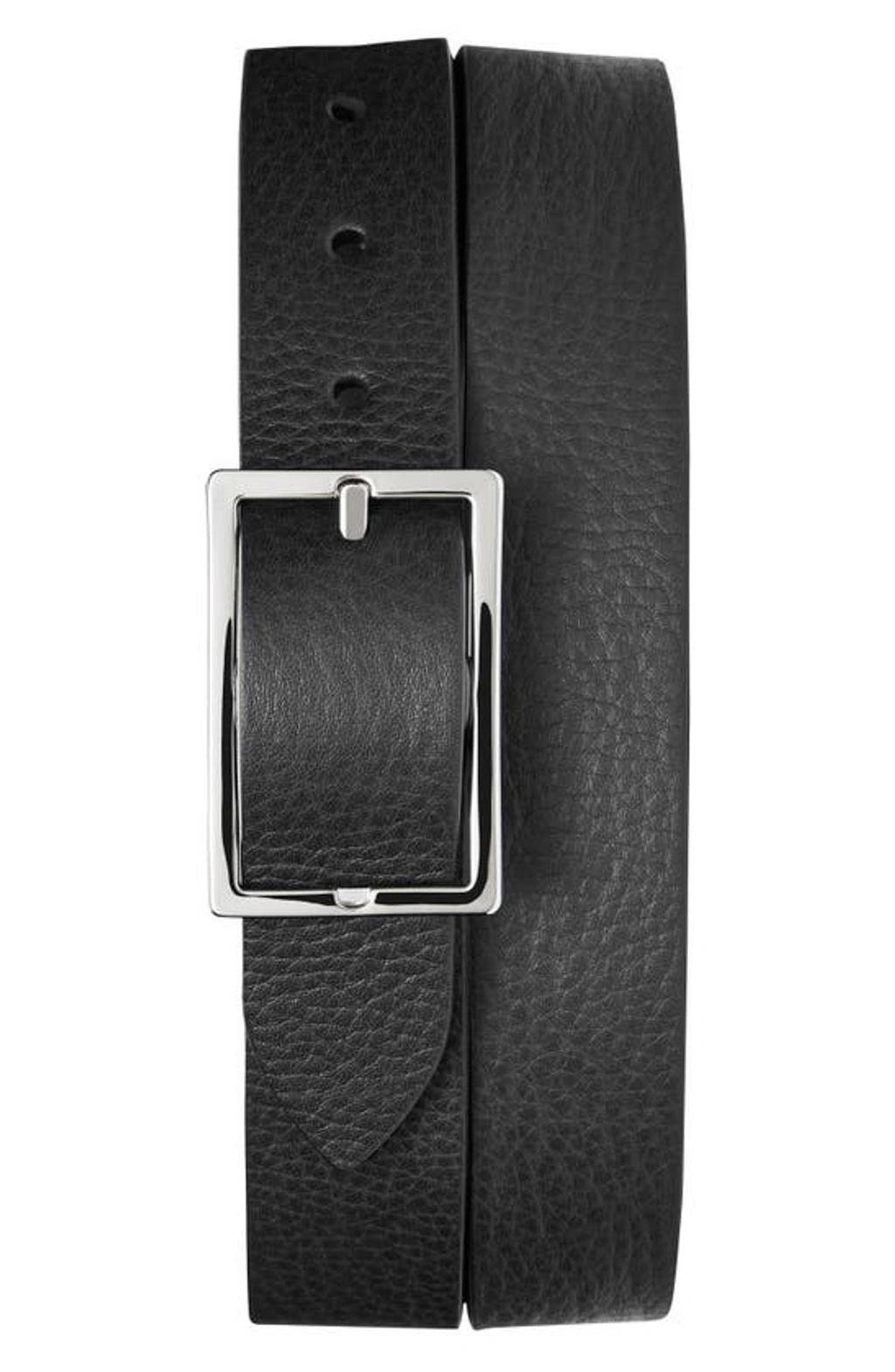 SHINOLA Men's Reversible Rectangular-buckle Leather Belt In Black Product Image