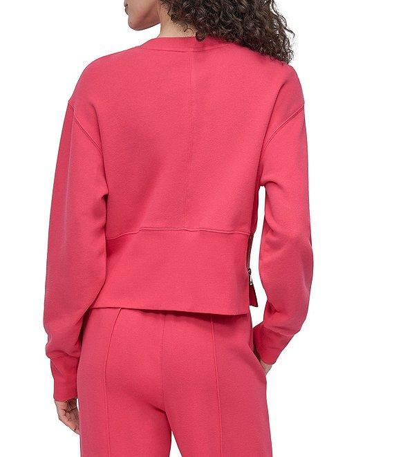 DKNY Sport By Donna Karan French Terry Cropped Crew Neck Side Zip Pullover Product Image