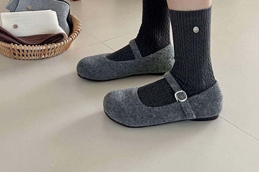 Plain Cable Knit Short Socks Product Image