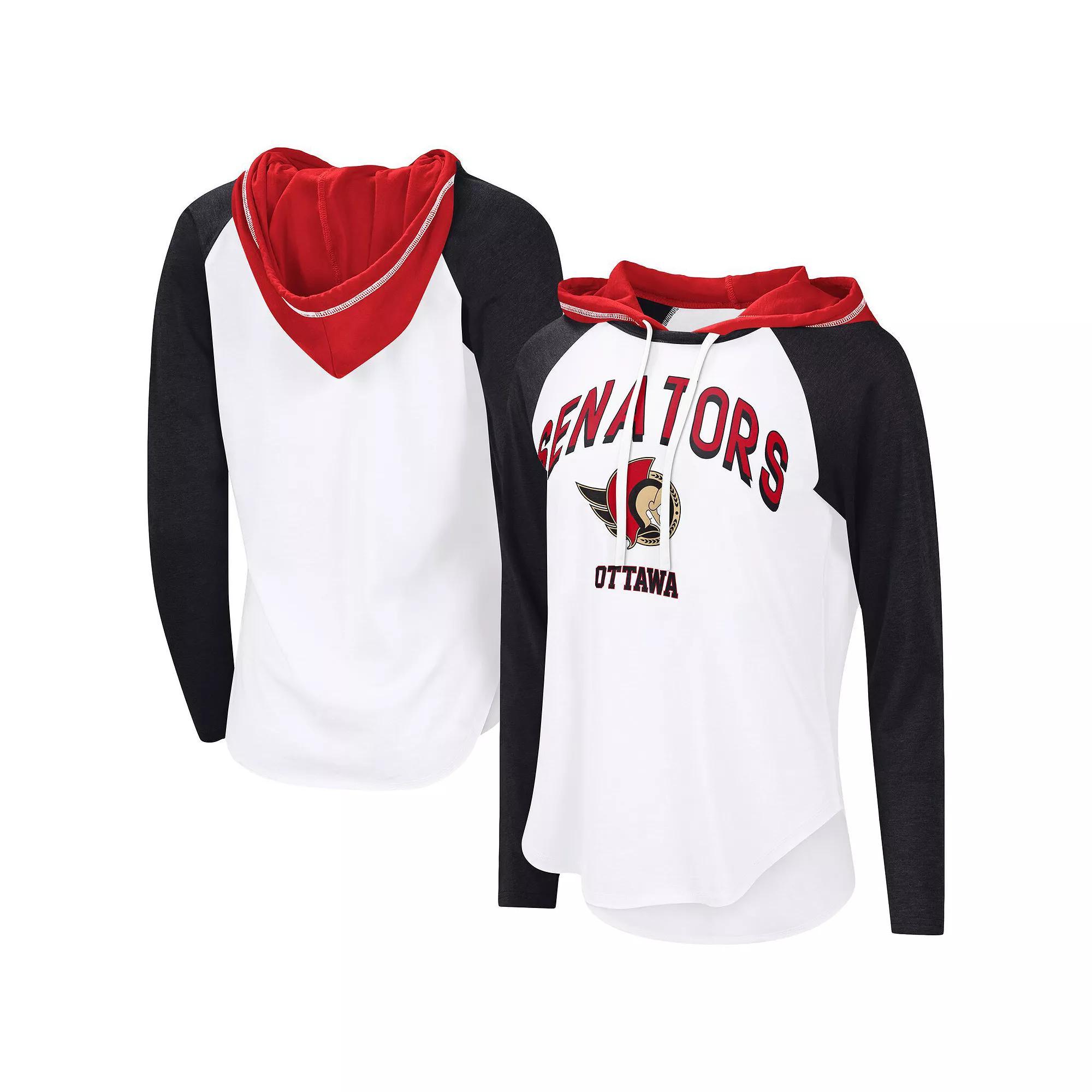 Women's G-III 4Her by Carl Banks  White Ottawa Senators VIP Raglan Long Sleeve Hoodie T-Shirt, Size: 2XL, Sen White Product Image
