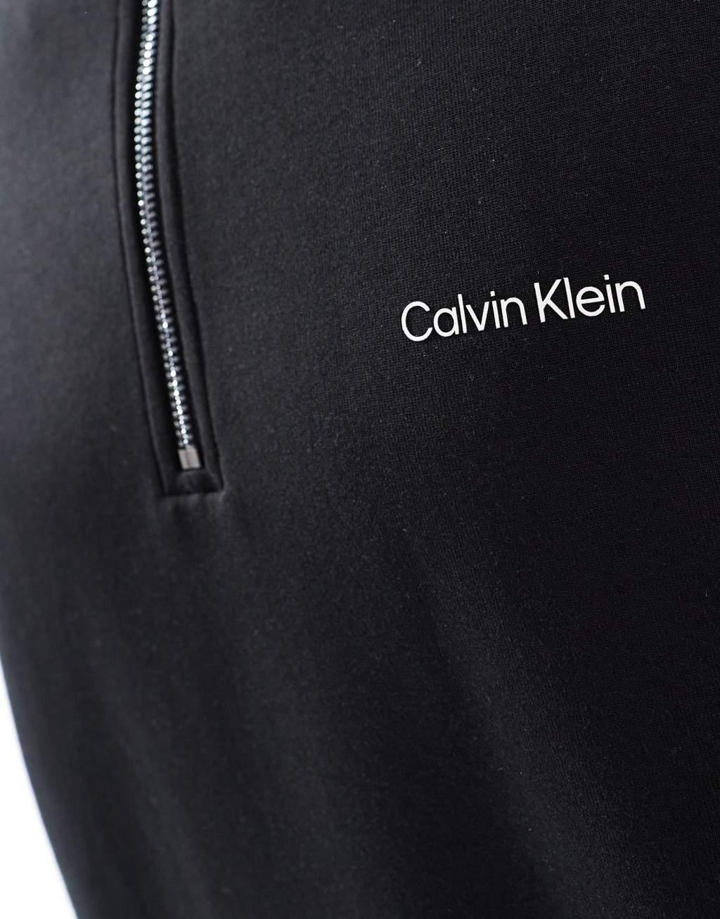 Calvin Klein micro logo repreve quarter zip sweatshirt in black Product Image