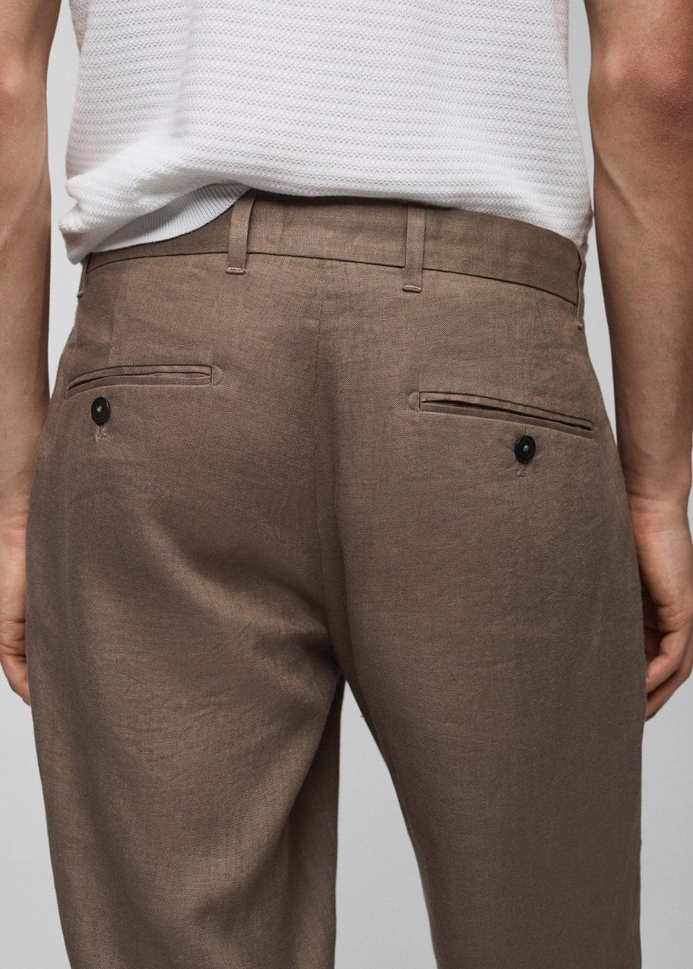Mango Mens Linen Slim-Fit Pants Product Image