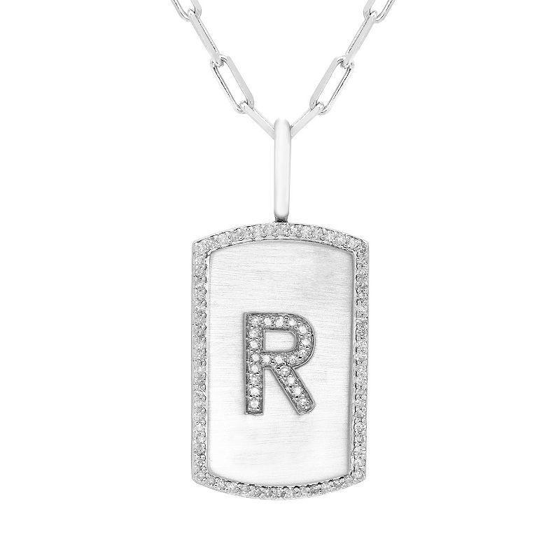 It's Personal Initial Sterling Silver & 1/4 Carat T.W. Diamond Dog Tag Necklace, Women's, Size: 20", Sterling Z Product Image