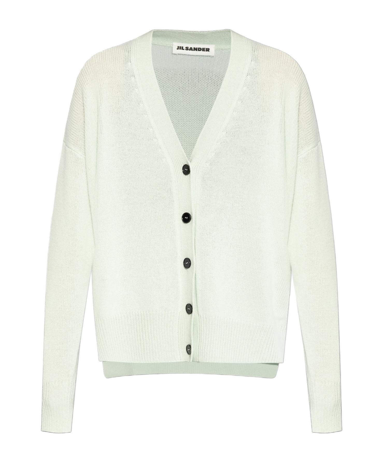 JIL SANDER Drop-shoulder Cashmere Cardigan In White Product Image