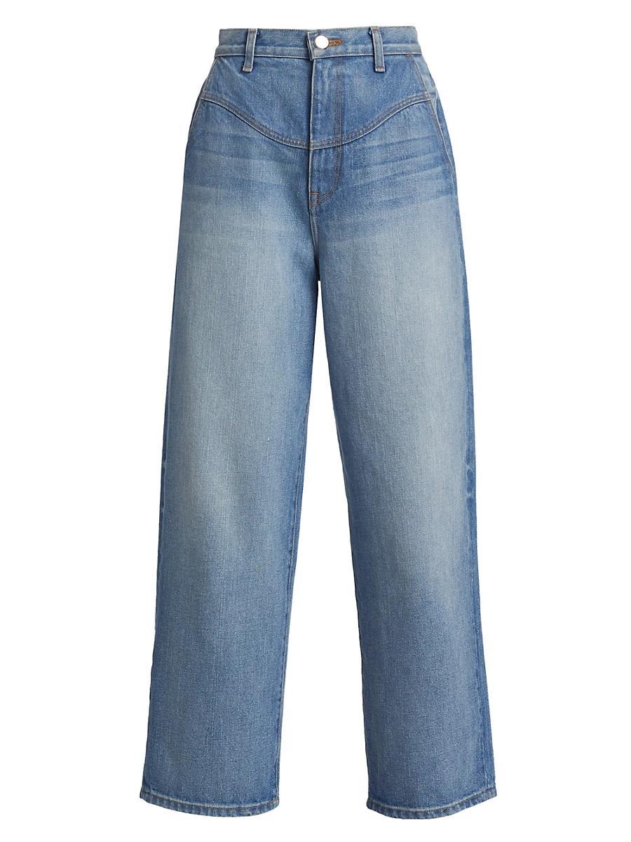 Womens Curved Yoke Barrel-Leg Jeans Product Image