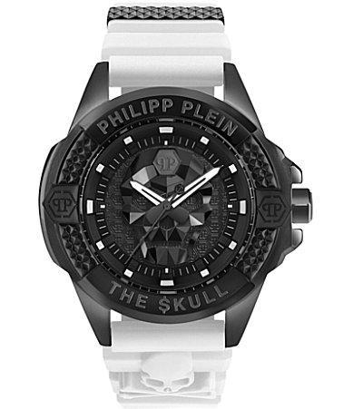 Philipp Plein Mens The Skull Analog Gunmetal Tone Silicone Strap Watch Product Image