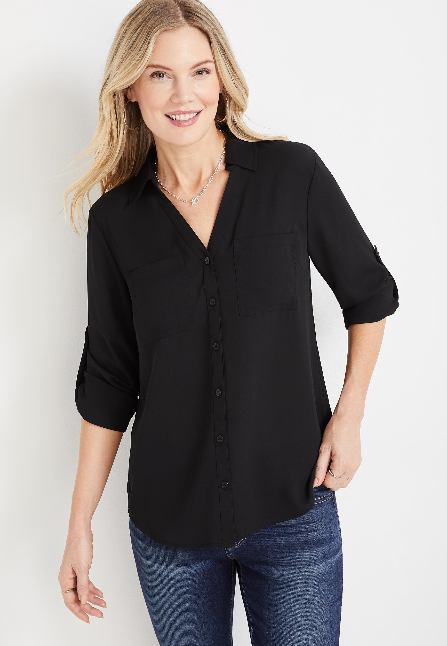 Maurices Womens XX Large Size Winona Button Down Blouse Product Image