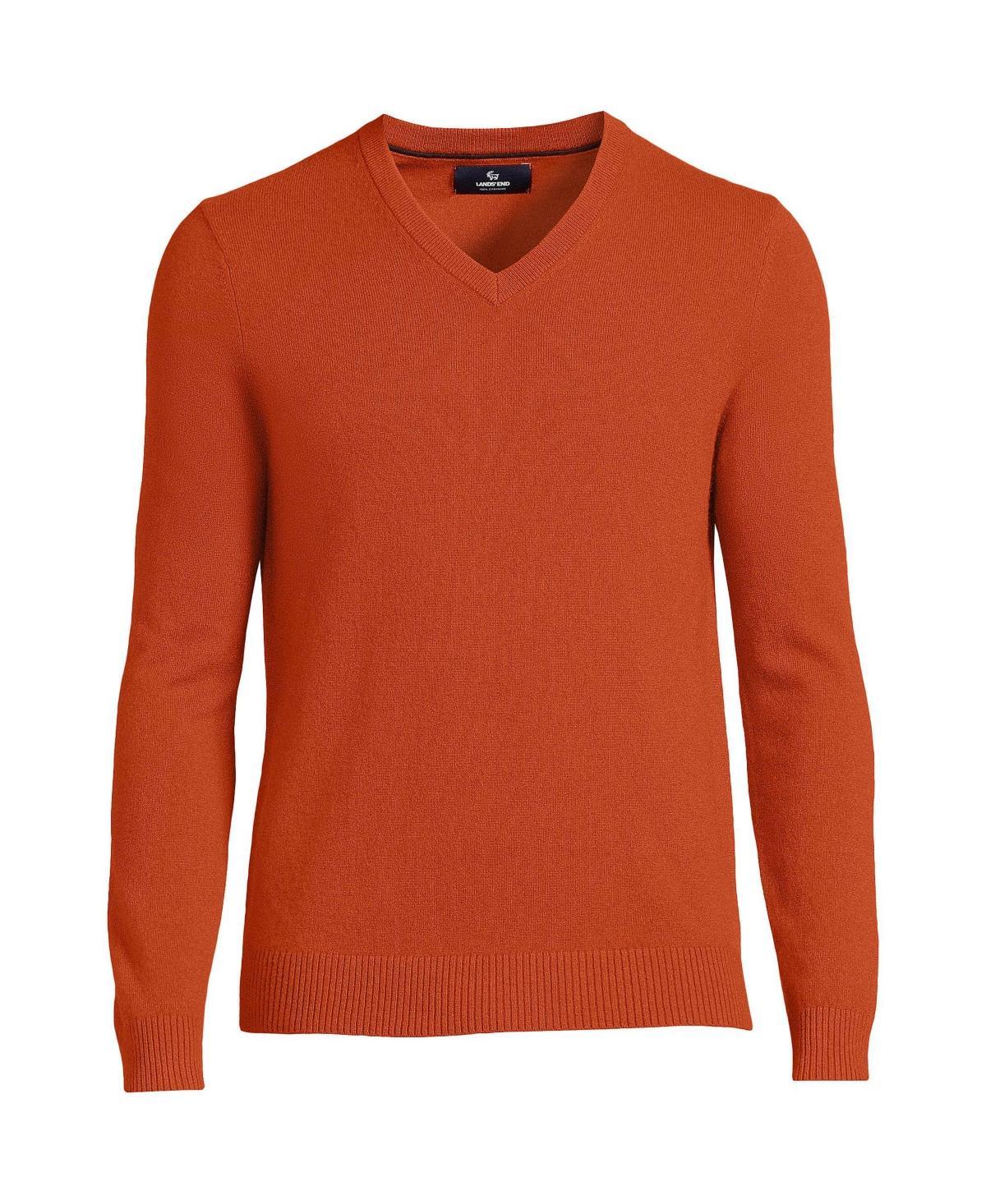 Men's Lands' End Fine-Gauge Cashmere V-neck Sweater, Size: Large, Light Gray Grey Product Image