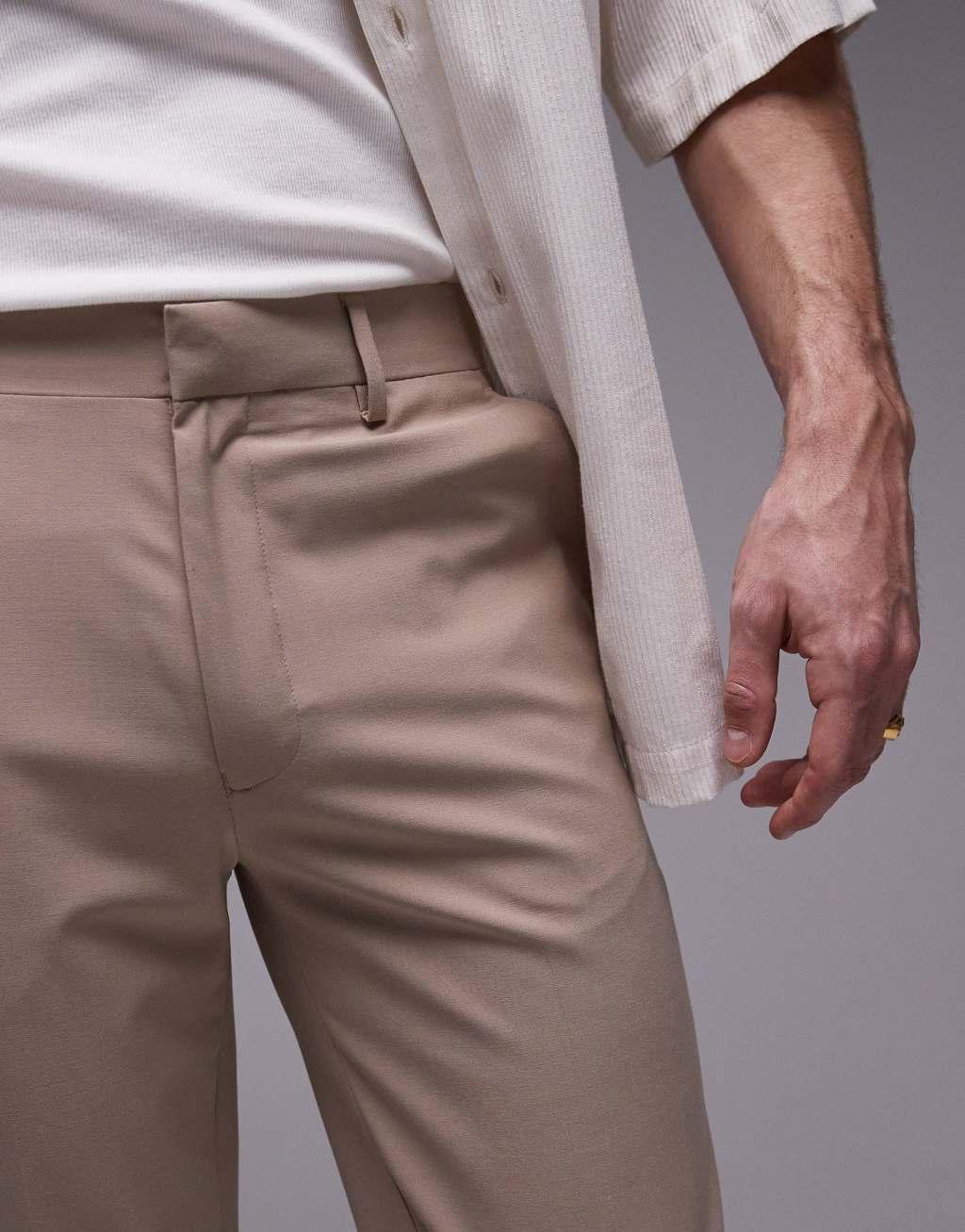 Topman flared pants in stone Product Image