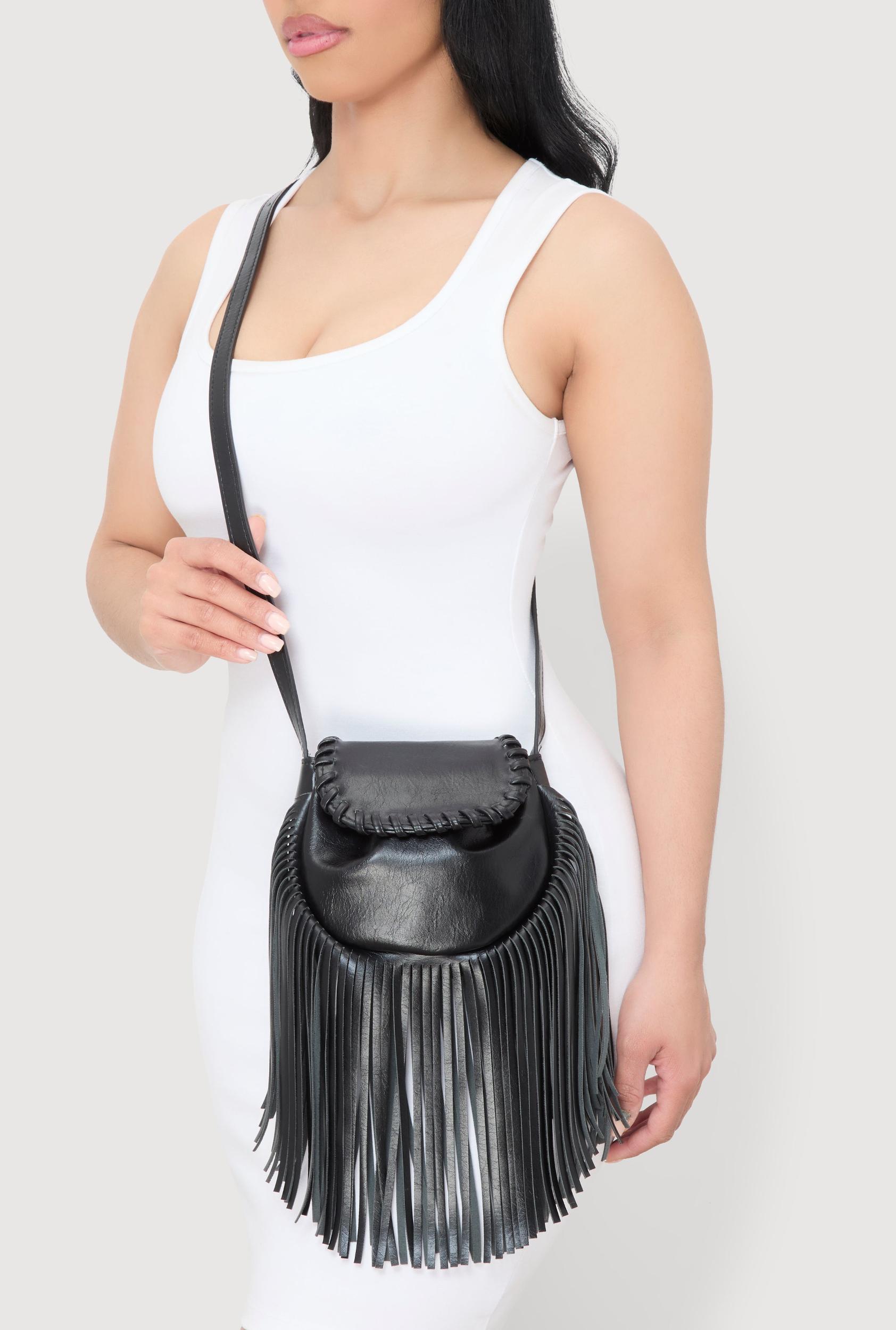 Decorative Stitch Flap Fringe Crossbody Bag Female Product Image