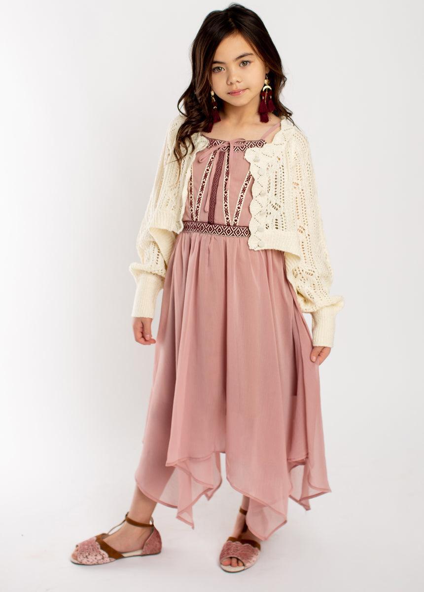 Darvina Dress in Nude Pink Girls Product Image