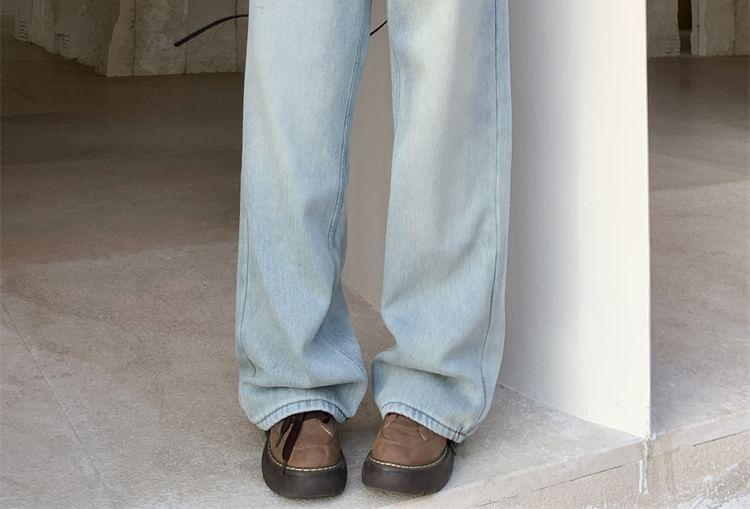 High Waist Washed Wide Leg Jeans Product Image