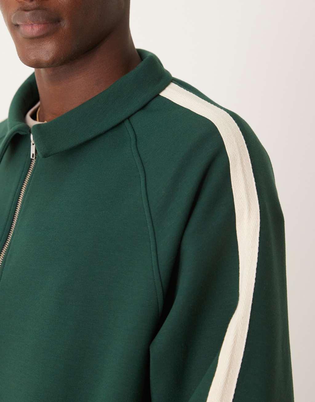 ASOS DESIGN oversized cropped track jacket with raglan sleeve in dark green Product Image