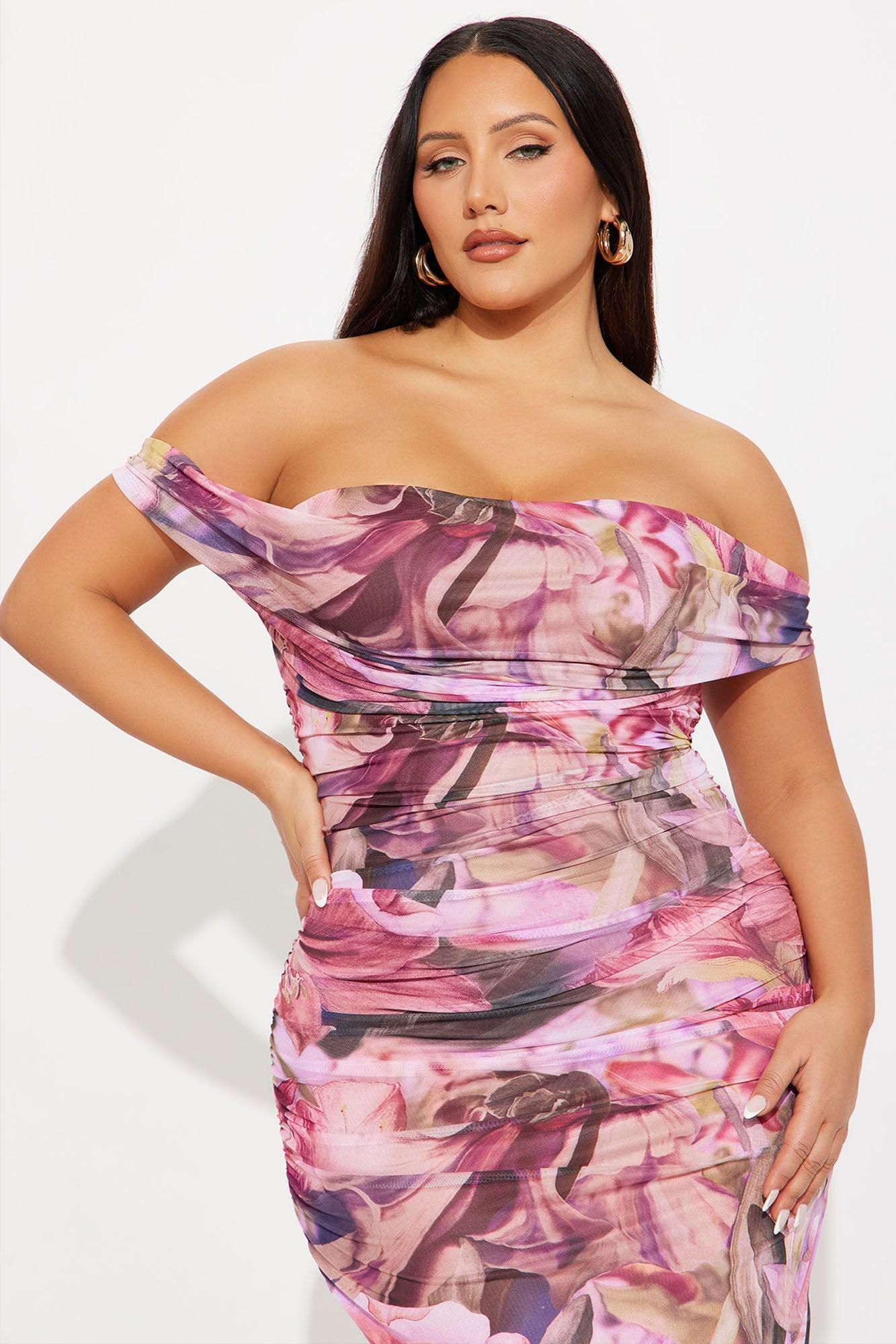 Still In Love Floral Mesh Midi Dress - Pink Product Image