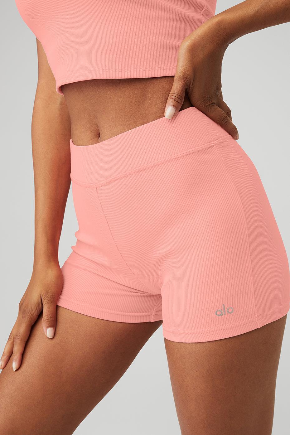 Alo Yoga | Goddess Ribbed High-Waist Hot Short Pink Product Image