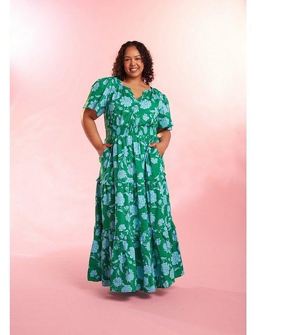 Sugarlips Plus Waterlilly Floral Palmer Poplin Maxi Dress Product Image
