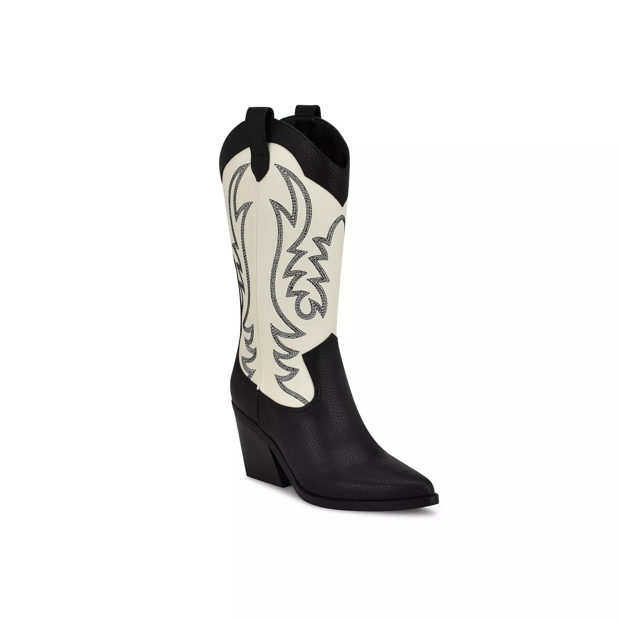 Nine West Keeks Women's Western Boots, Size: 10.5, White Black Product Image