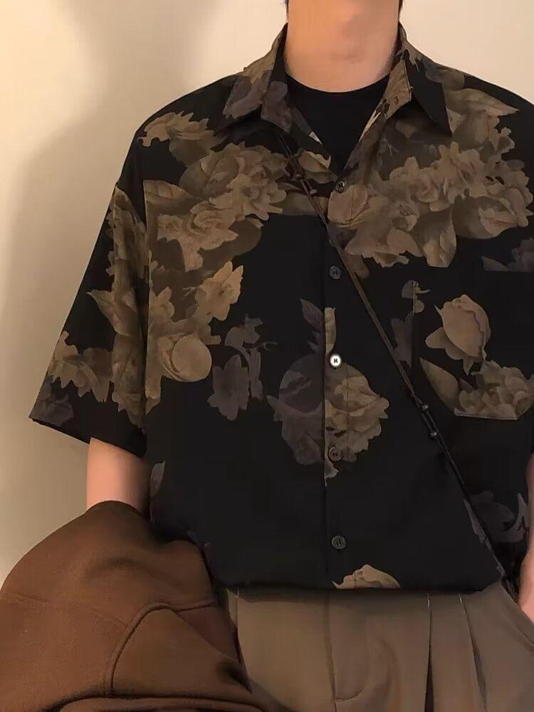 Short-Sleeve Floral Pocket Detail Shirt Product Image