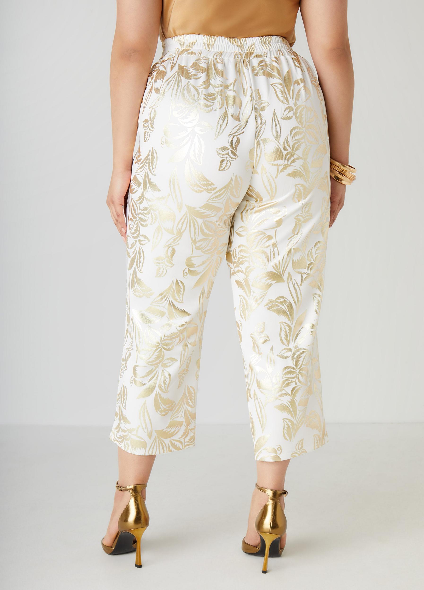 Metallic Tropical Print Capris Product Image