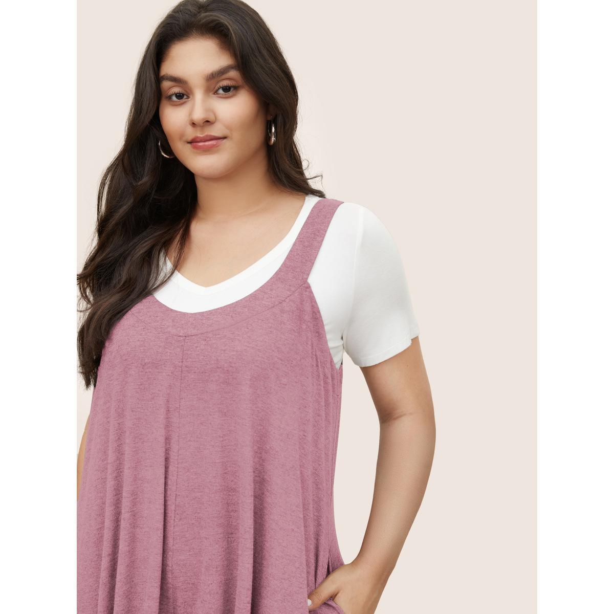 Plus Size Dirtypink Supersoft Essentials Solid Pocket Adjustable Straps Jumpsuit Women Casual Sleeveless Non Everyday Loose Jumpsuits BloomChic 18-20/2X Product Image