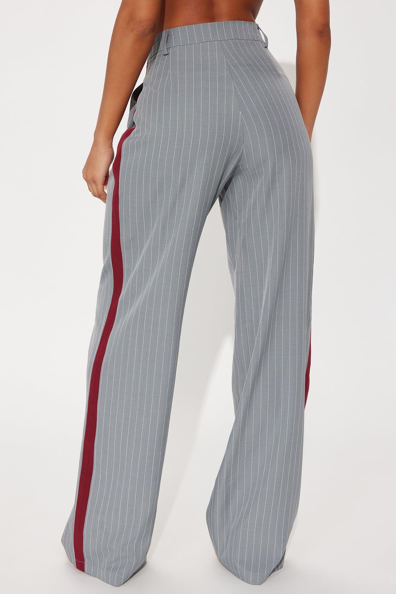 Different From The Rest Pinstripe Wide Leg Trouser Pant - Grey/combo Product Image