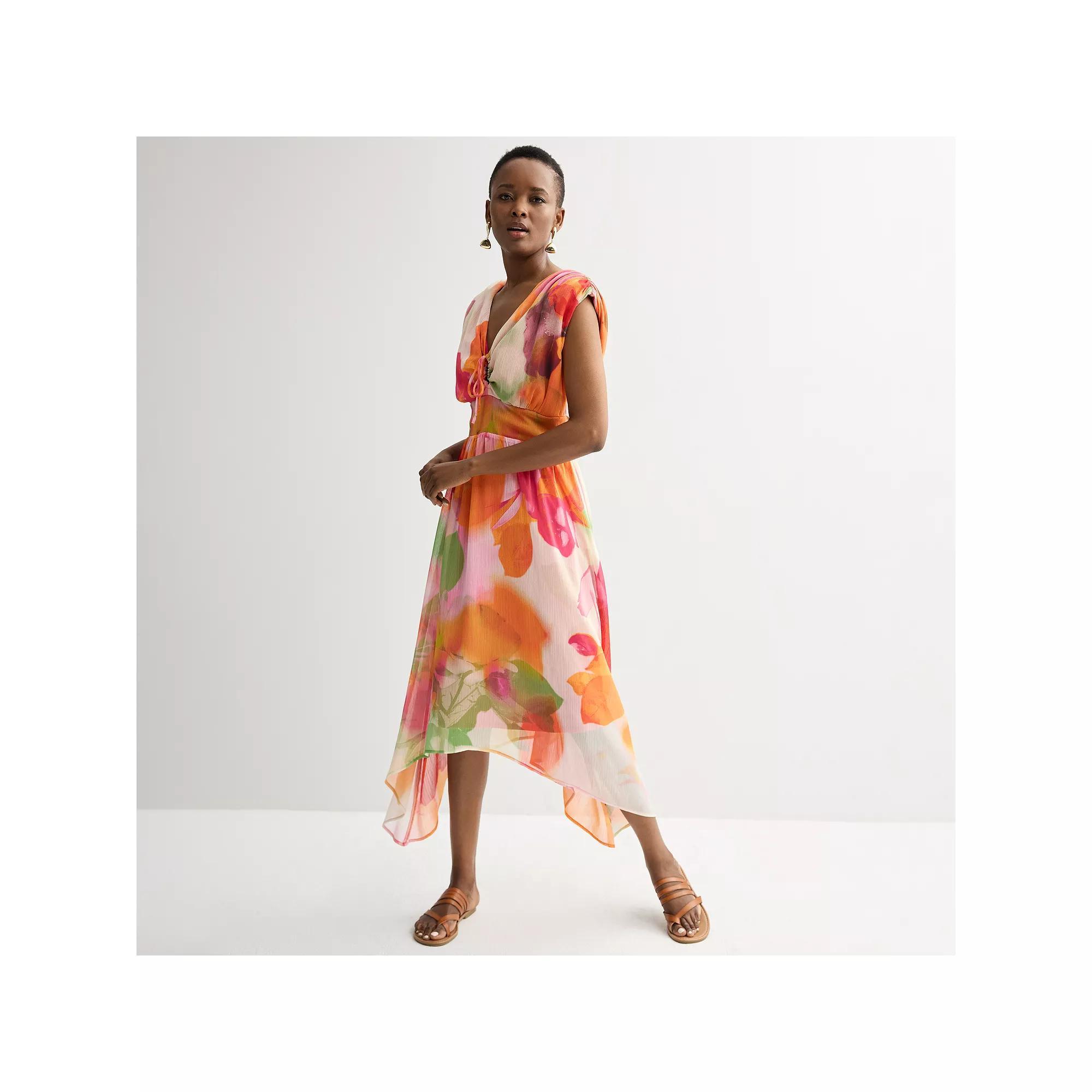 Women's INTEMPO™ Handkerchief Sleeveless Maxi Dress, Size: Large, Pink Garden Product Image