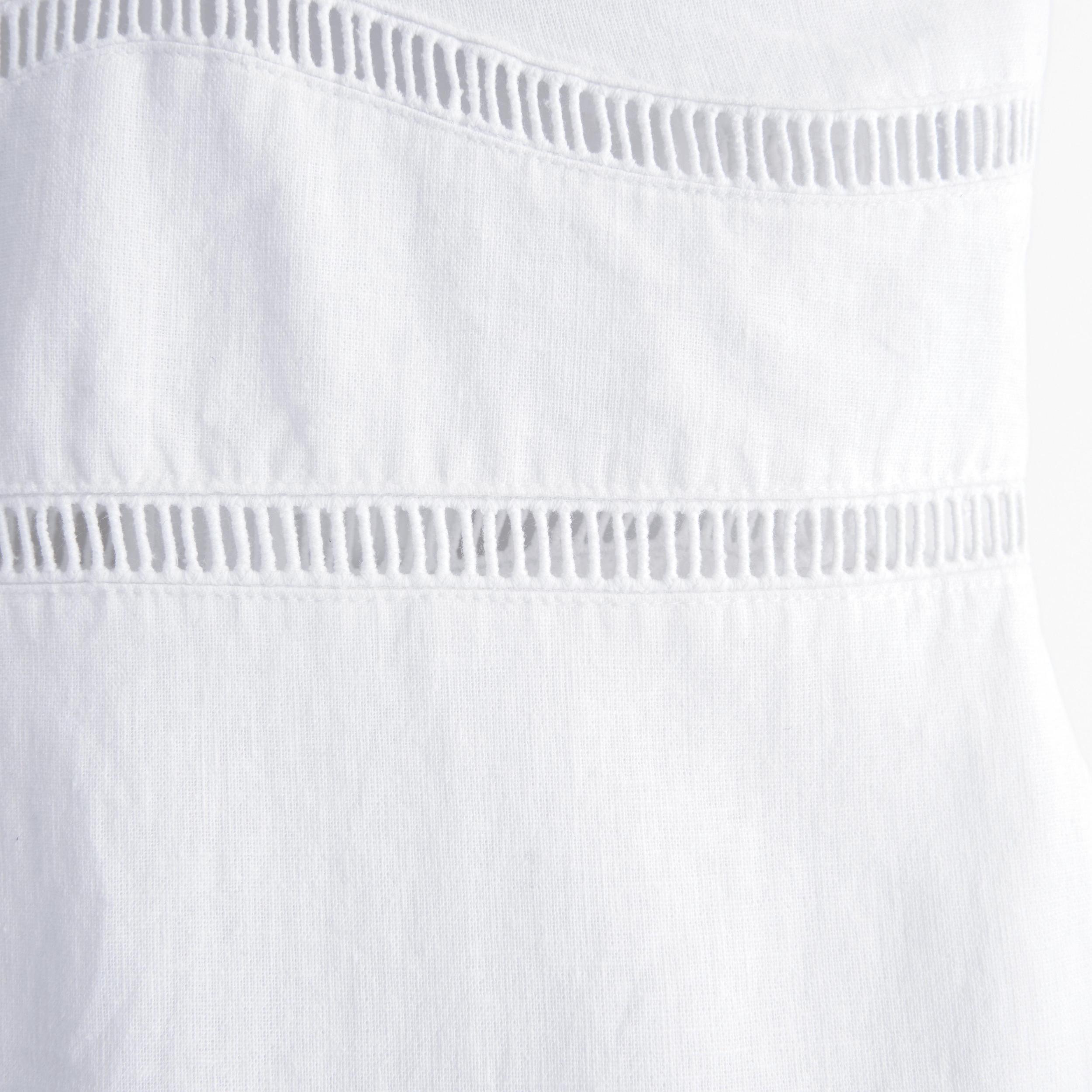 Linen-Blend Strapless Lace-Trim Midi Dress Product Image