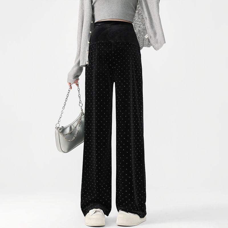 Maternity High Waist Printed Velvet Wide Leg Pants Product Image