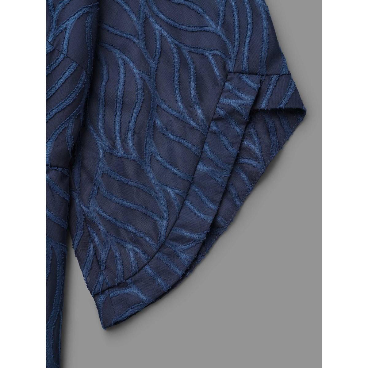Plus Size Chiffon Textured Sheer Sleeve Midi Dress Navy Women At the Office Texture V-neck Elbow-length sleeve Curvy BloomChic 22-24/3X Product Image