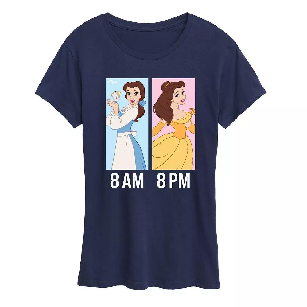 Disney Princess Belle Women's AM to PM Graphic Tee, Size: Small, Grey Blue Product Image