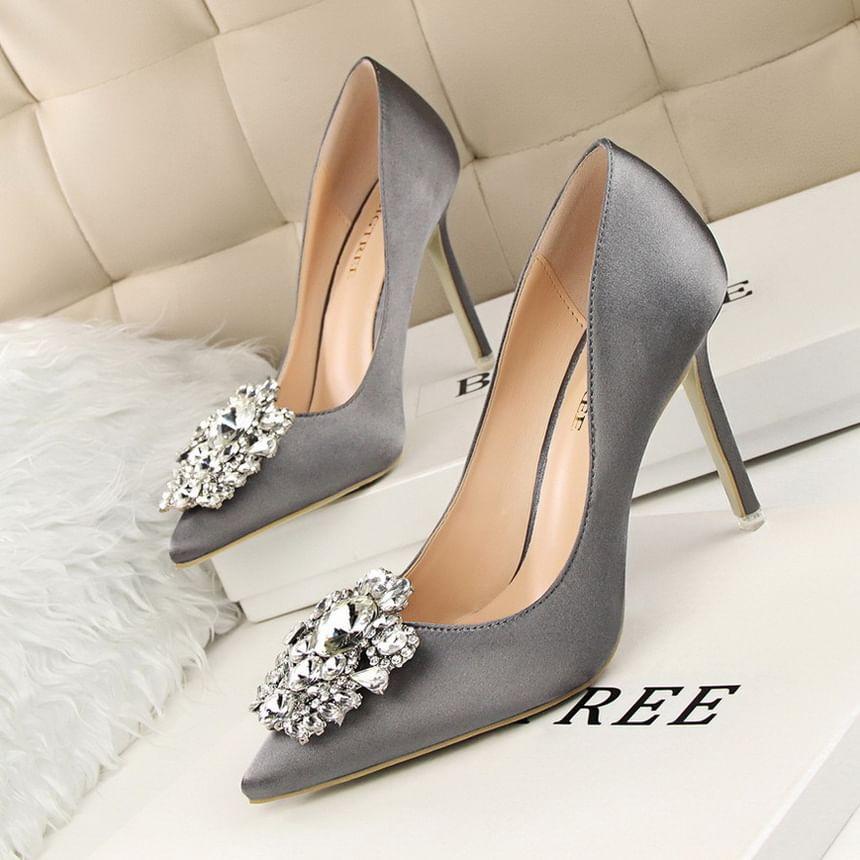 Rhinestone Pointed Stiletto Heel Pumps Product Image