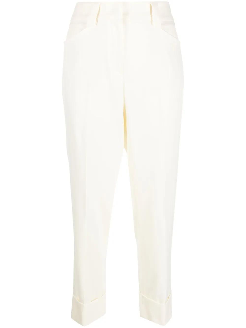 FABIANA FILIPPI Cropped Virgin Wool Trousers In Beige Product Image