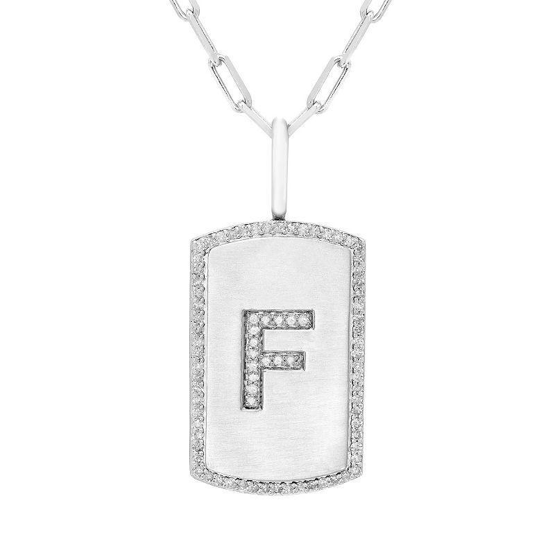 It's Personal Initial Sterling Silver & 1/4 Carat T.W. Diamond Dog Tag Necklace, Women's, Size: 20", Sterling Z Product Image