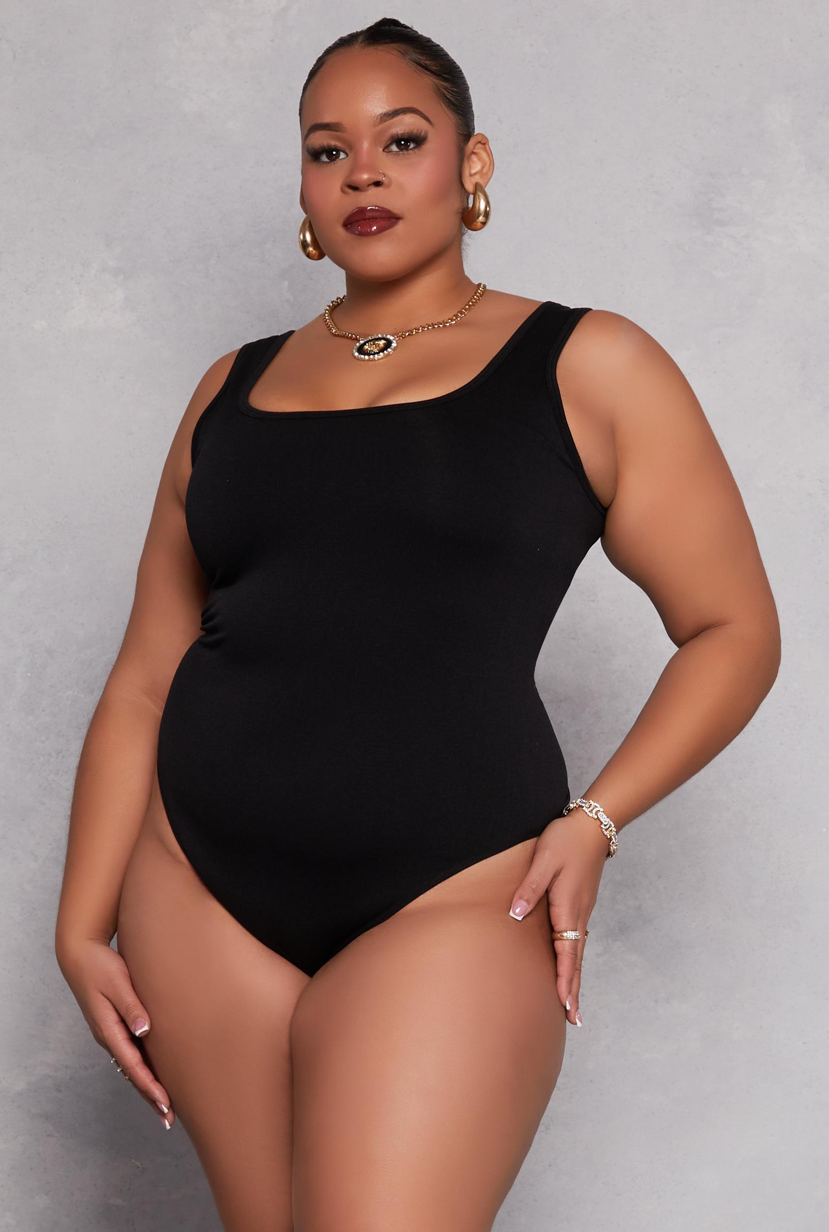 Womens Plus Size Square Neck Tank Bodysuit Product Image