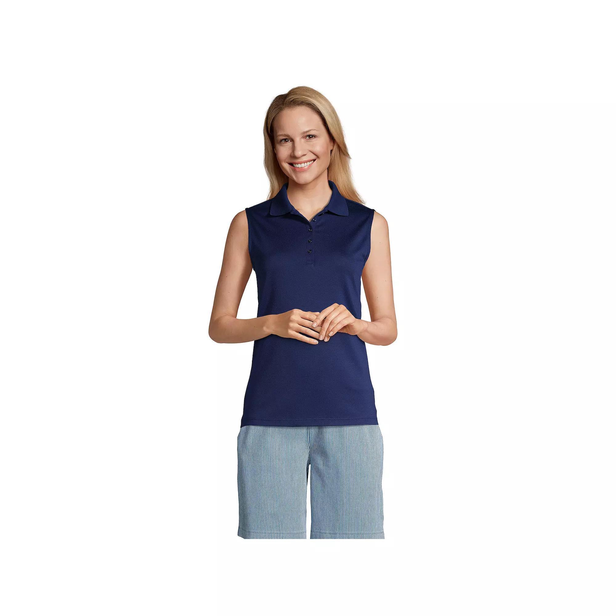 Petite Lands' End Supima Cotton Polo Tank Top, Women's, Size: Large Petite, Deep  Blue Product Image