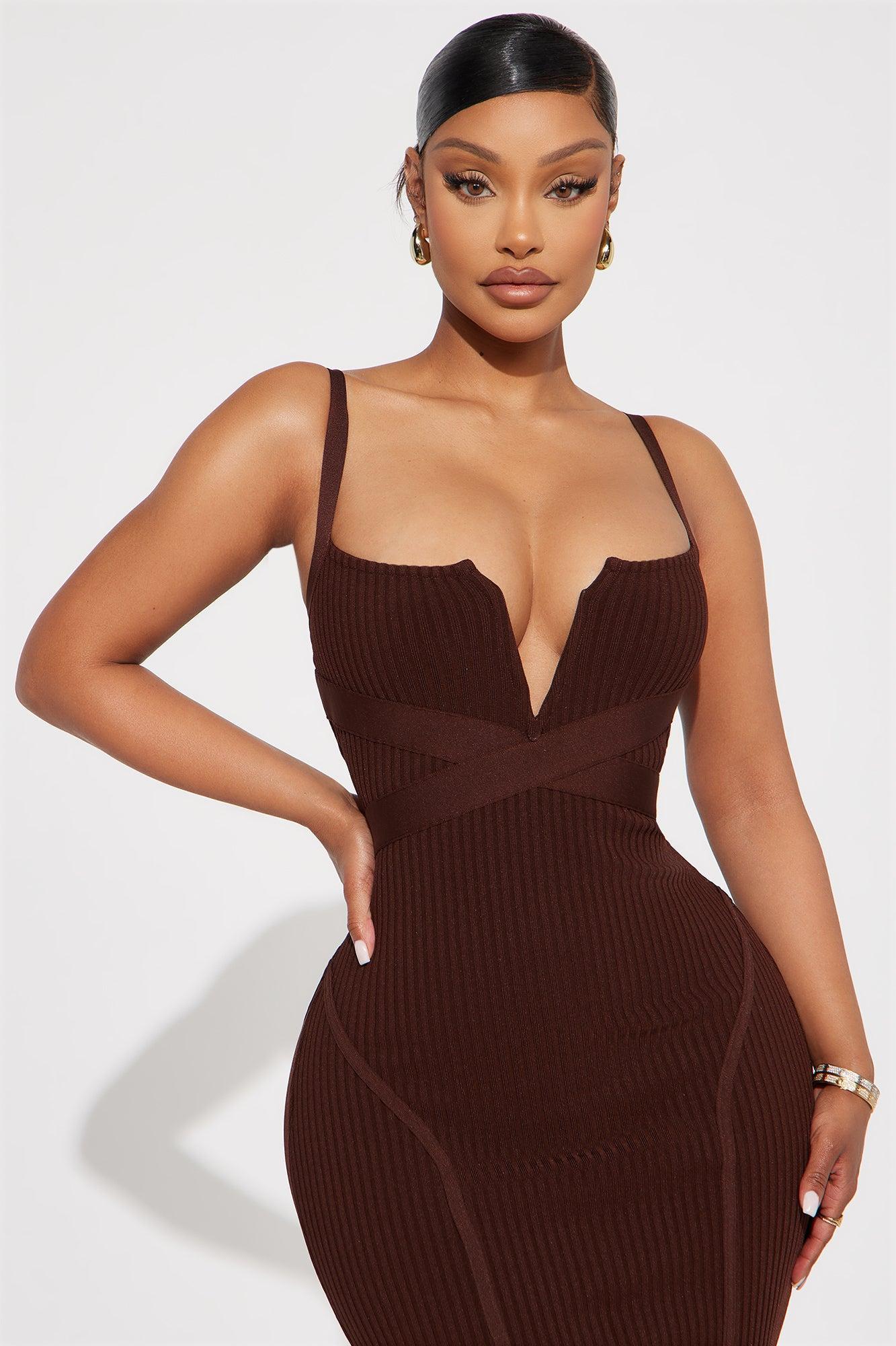 Misty Bandage Midi Dress - Chocolate Product Image