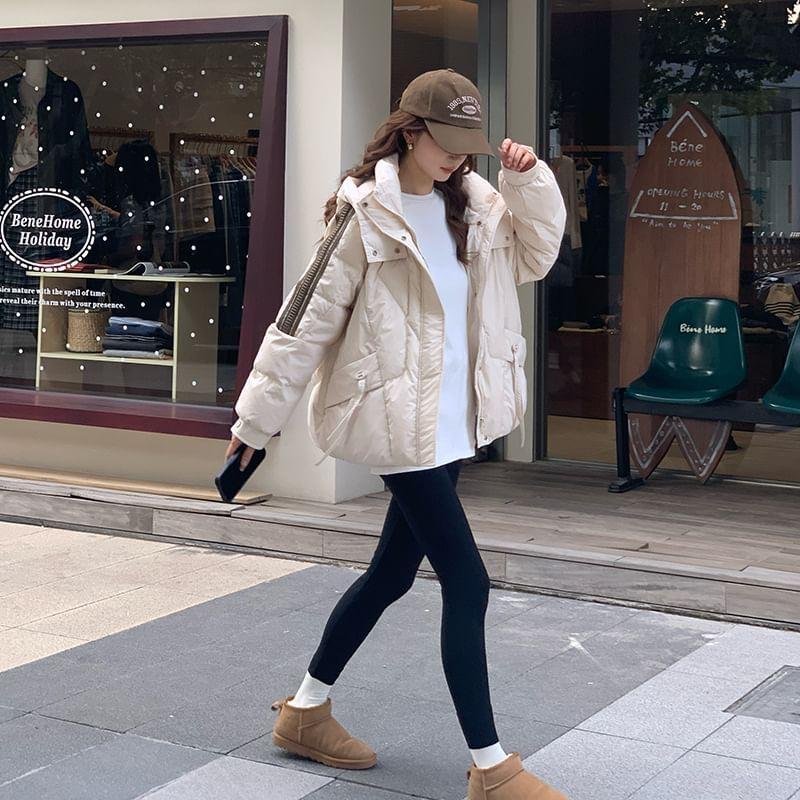 High Neck Two Tone Zip-Up Parka Product Image