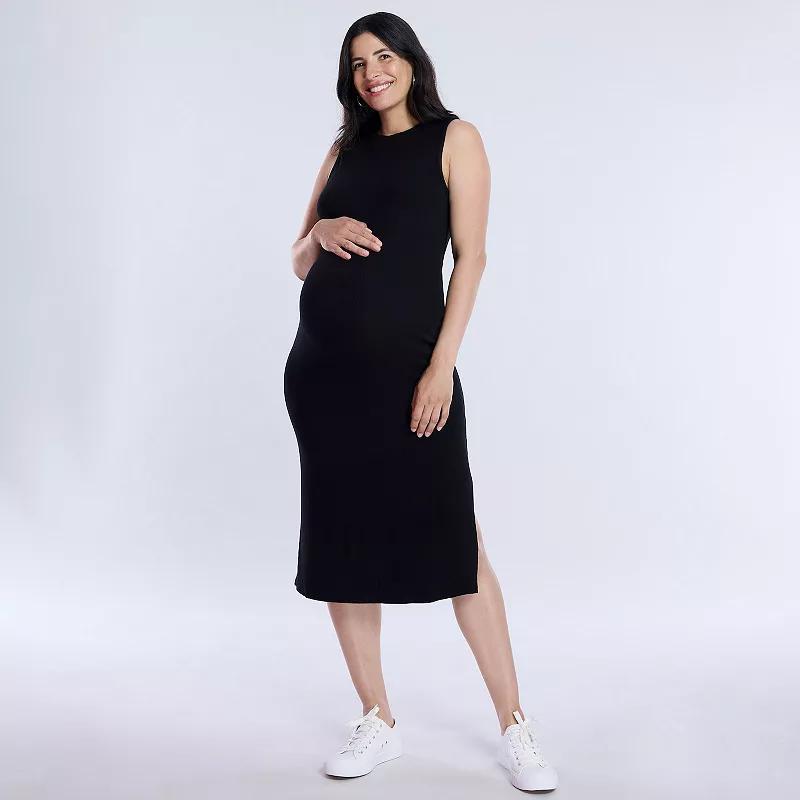Maternity Motherhood® Rib Knit Midi Dress, Women's, Size: XS-MAT, Black Product Image