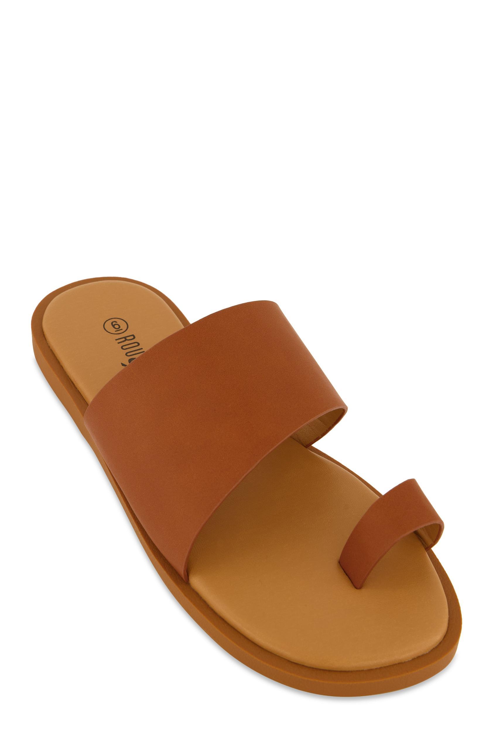 Womens Single Band Toe Loop Slide Sandals Product Image