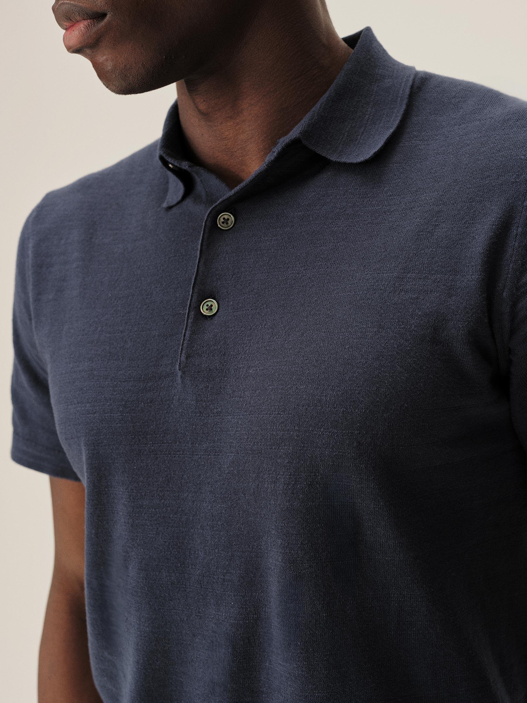 Washed Navy Avalon Knit Polo Product Image
