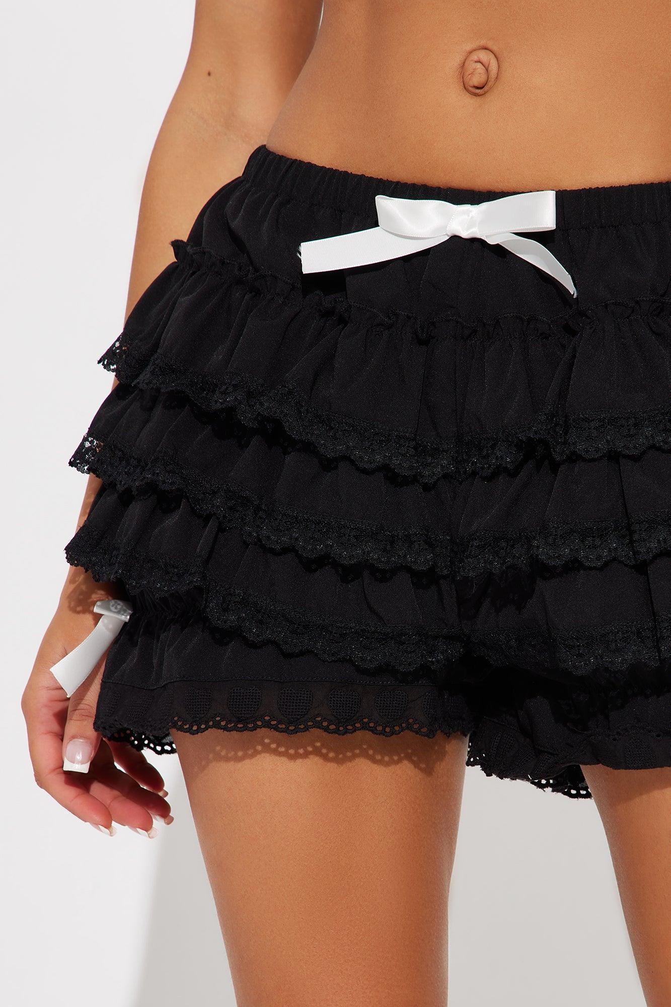 Tara Ruffled Bloomer Short - Black Product Image