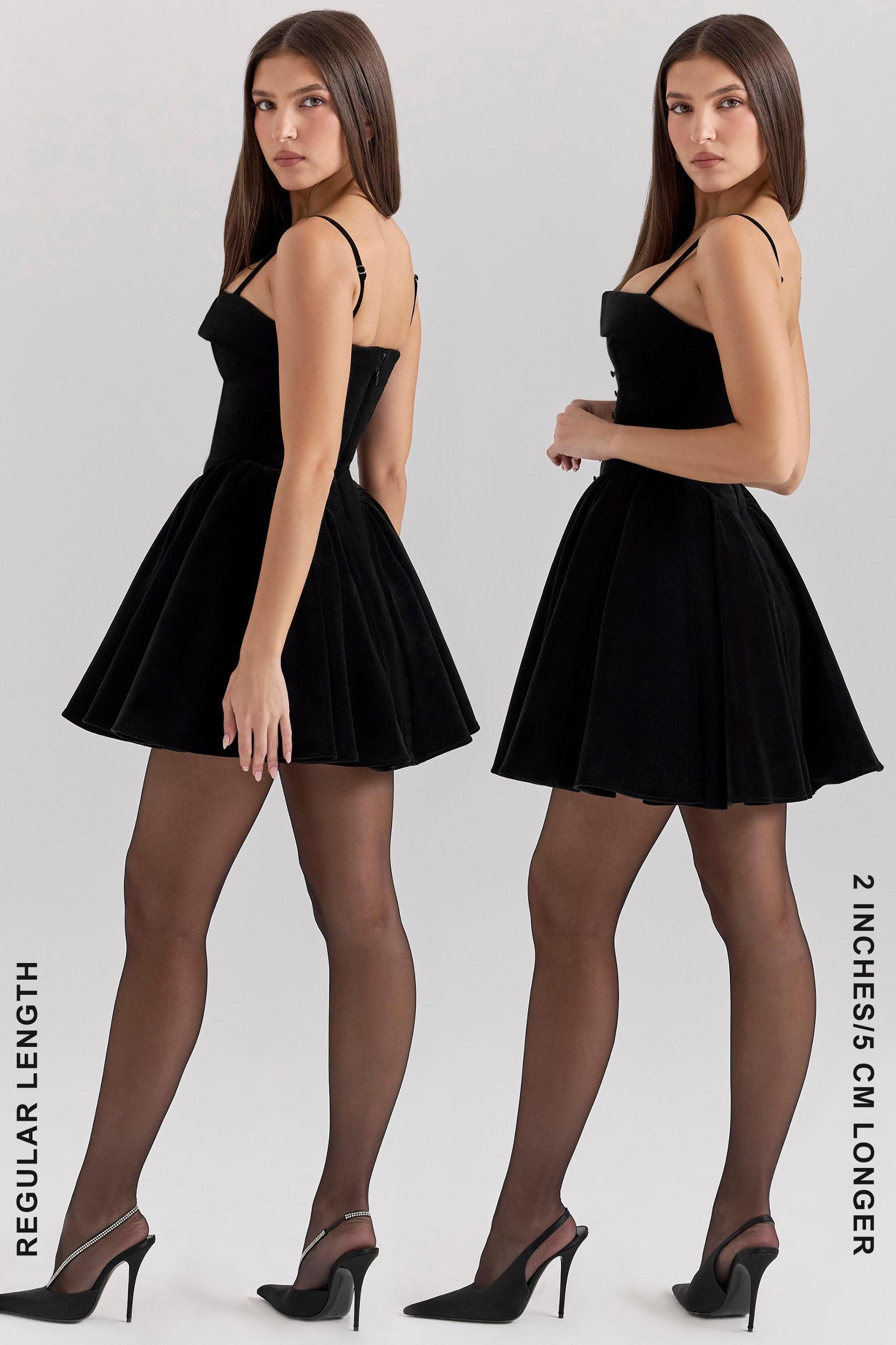 Selina  black velvet tulle mini dress Product Image
