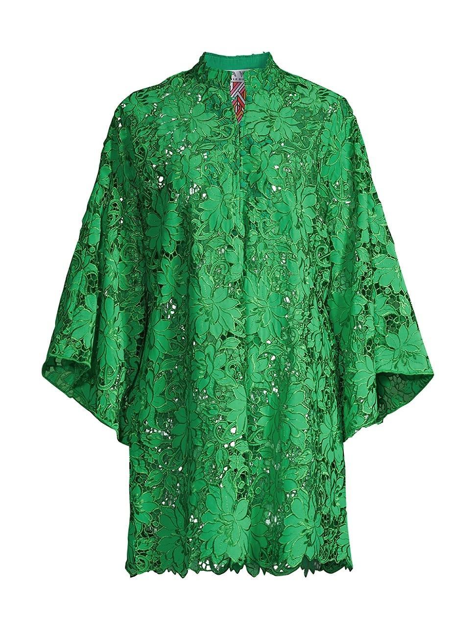 Womens 60s Floral Lace Mini Caftan Product Image