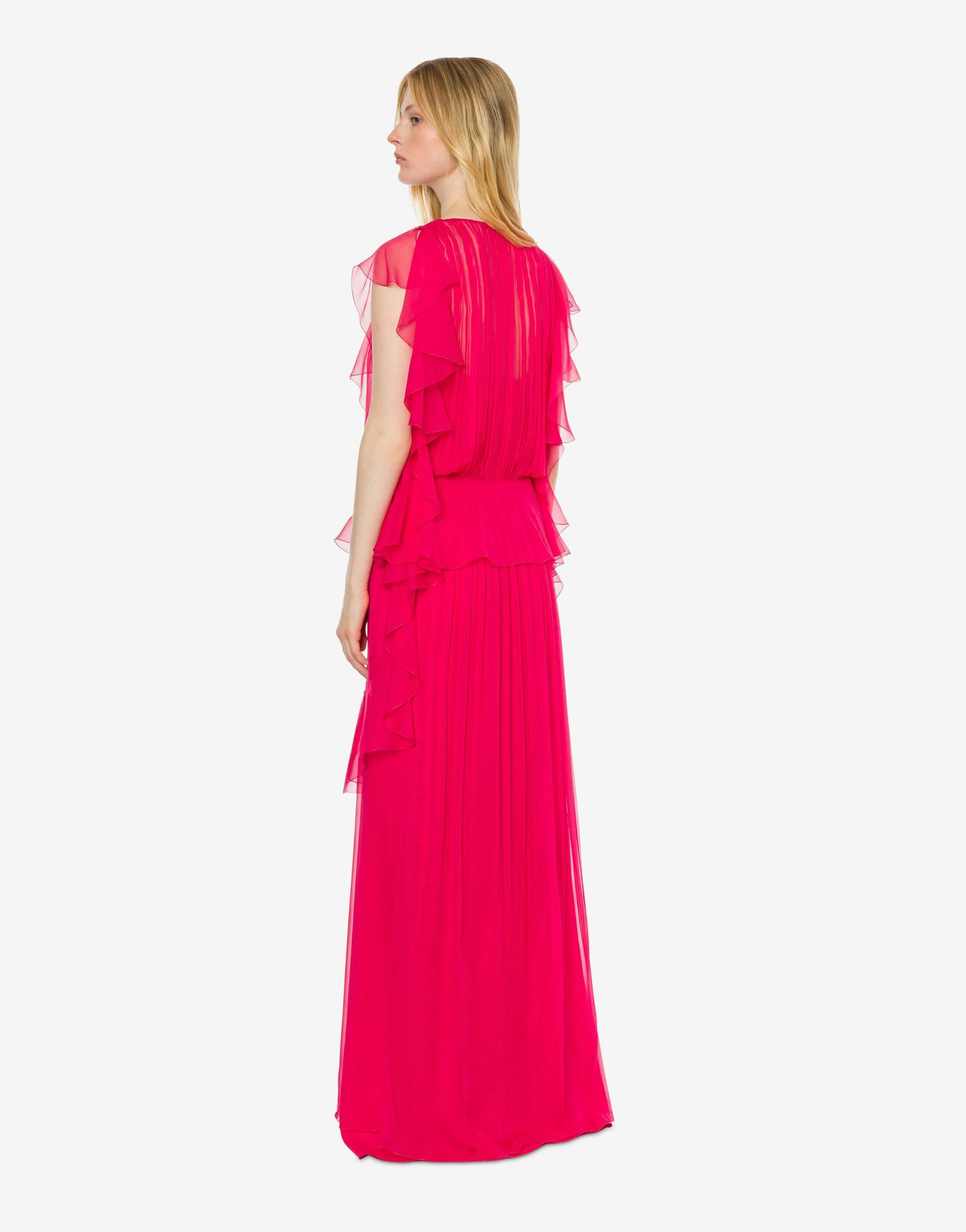 Organic chiffon dress with pleats and ruffles Product Image