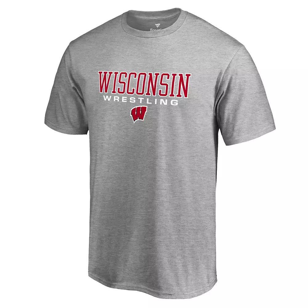 Men's Fanatics Branded Heathered Gray Wisconsin Badgers True Sport Wrestling T-Shirt, Size: XL, Grey Product Image