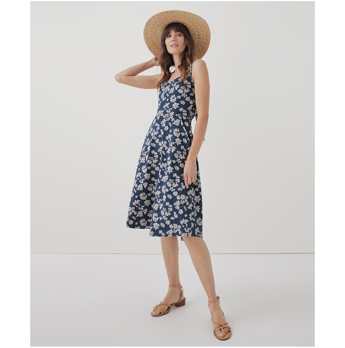 Pact Womens Organic Cotton Fit & Flare Tie-Back Dress Product Image